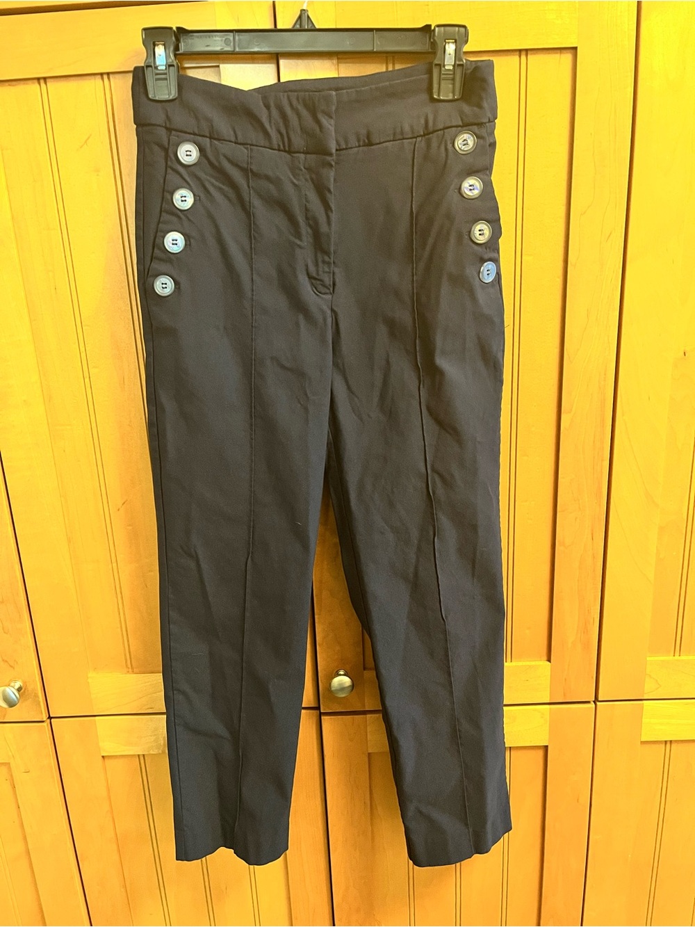 Rachel Zoe Womenโs Navy High-Waist Nautical Sailor Pants with Side Button Detail